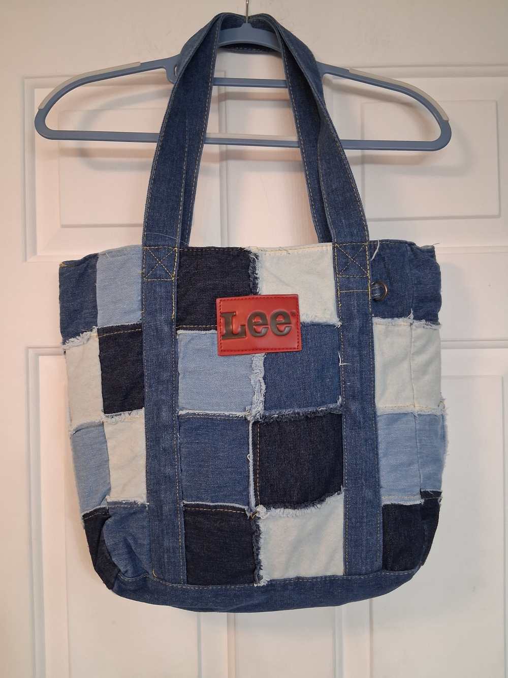 Lee Patchwork Denim Tote Logo Accent Purse Bag